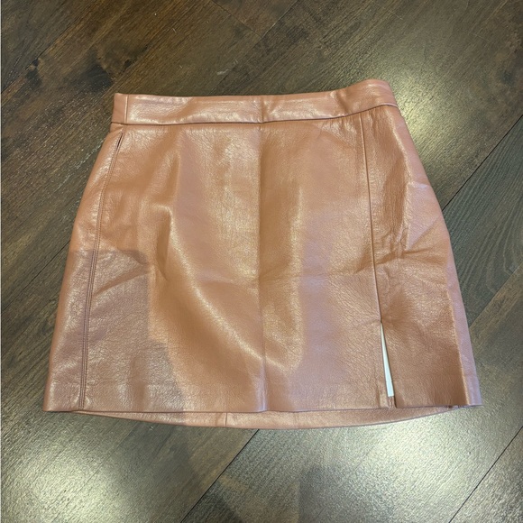 Aritzia Wilfred brown leather mini skirt - Picture 1 of 4